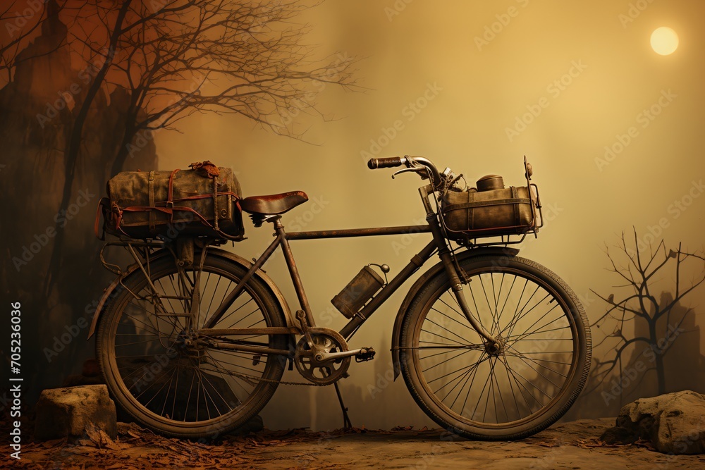 Obraz premium weathered bicycle in a post-apocalyptic landscape
