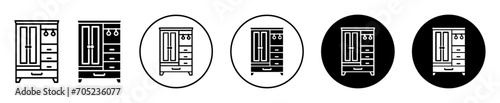 Wardrobe vector icon set collection. Wardrobe Outline flat Icon.