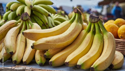 bunch of fresh bananas in the organic food market