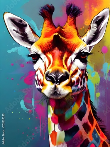 Portrait of colorful giraffe