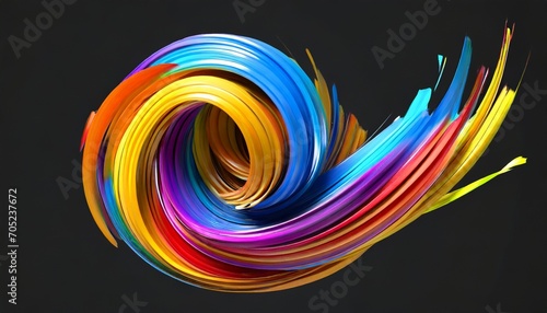 3d render abstract brush stroke paint splash splatter colorful curl artistic spiral vivid ribbon photo