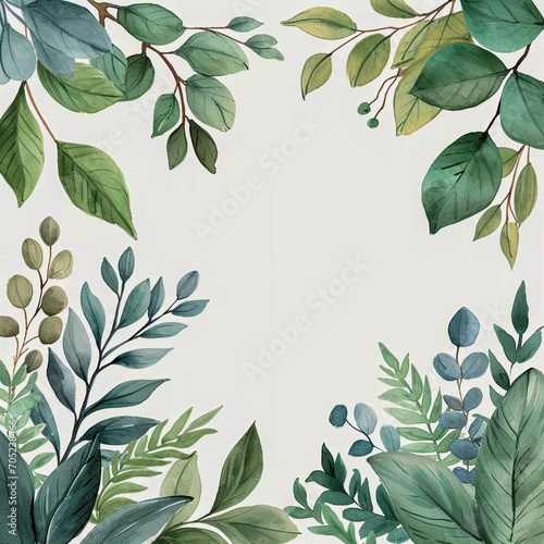 Watercolor botanical frame background, Generative AI