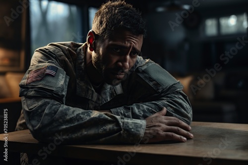 excited soldier sitting in therapist's office