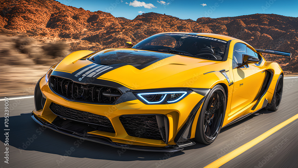 Naklejka premium 3d rendered illustration of Sports Car with elegant and latest features for wallpapers and background