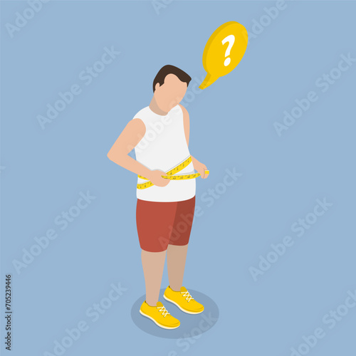 3D Isometric Flat Vector Illustration of Fat and Overweight Figure, Sport Motivation