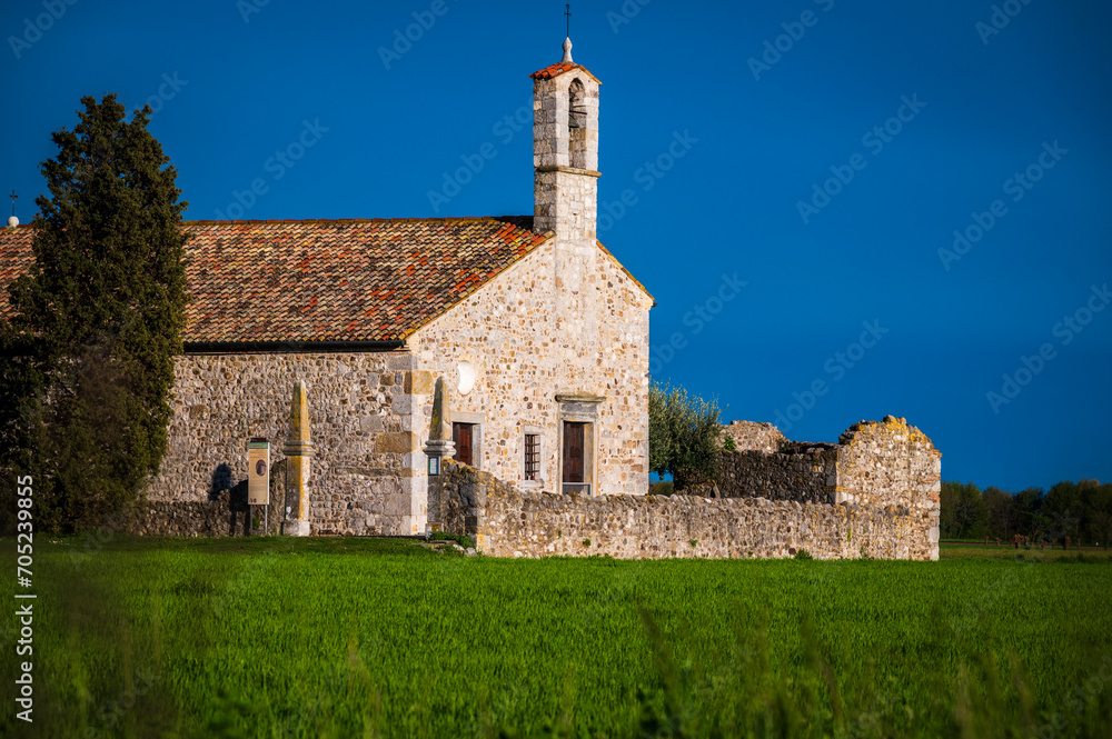 San Vito di Fagagna and the morainic hills of Friuli. Tavella Church San Vito di Fagagna and the morainic hills of Friuli. Tavella Church