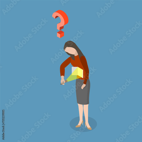 3D Isometric Flat Vector Illustration of Inner World, Looking Inside Yourself