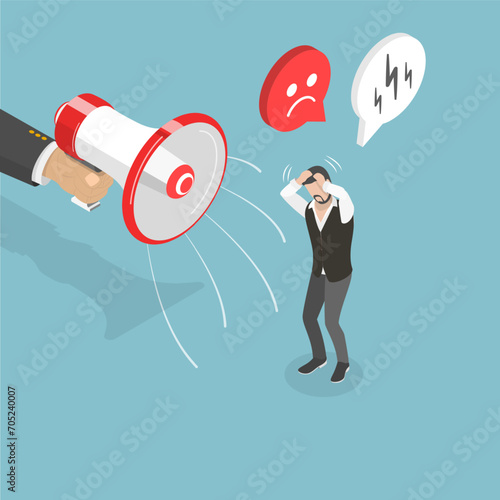 3D Isometric Flat Vector Illustration of Aggressive Marketing, Fake News