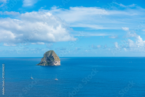 Ile du Diamant en Martinique, Antilles Françaises, mer des Caraïbes.