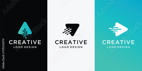 Mega logo collection, abstract arrow triangle design.