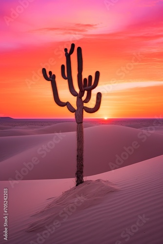 beautiful silhouette of the dunes in the desert at sunset