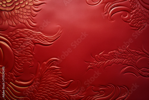 Minimal composition, red and golden abstract background. Lunar, Chinese New Year concept for 2024. Year of the Dragon. Creative greeting card in a minimalist style.