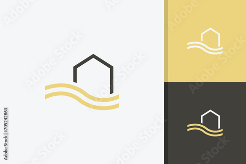 river house logo design illustration vector template photo