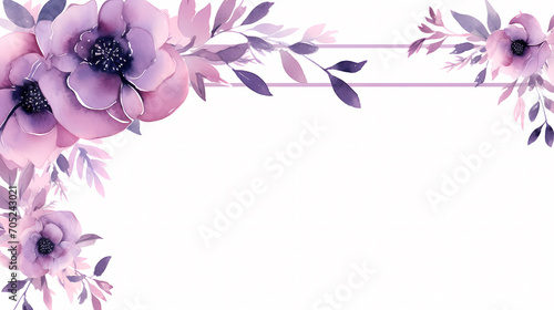 Floral frame with watercolor flowers, decorative flower background pattern, watercolor floral border background