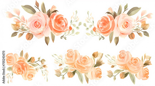 Floral frame with watercolor flowers, decorative flower background pattern, watercolor floral border background