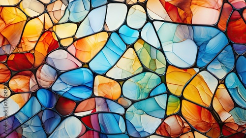 Stained glass window background with colorful abstract. © soysuwan123