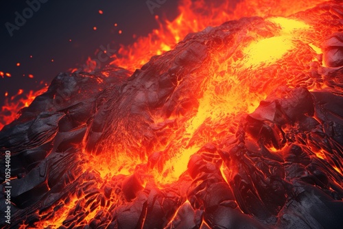 molten rock flows from a volcano