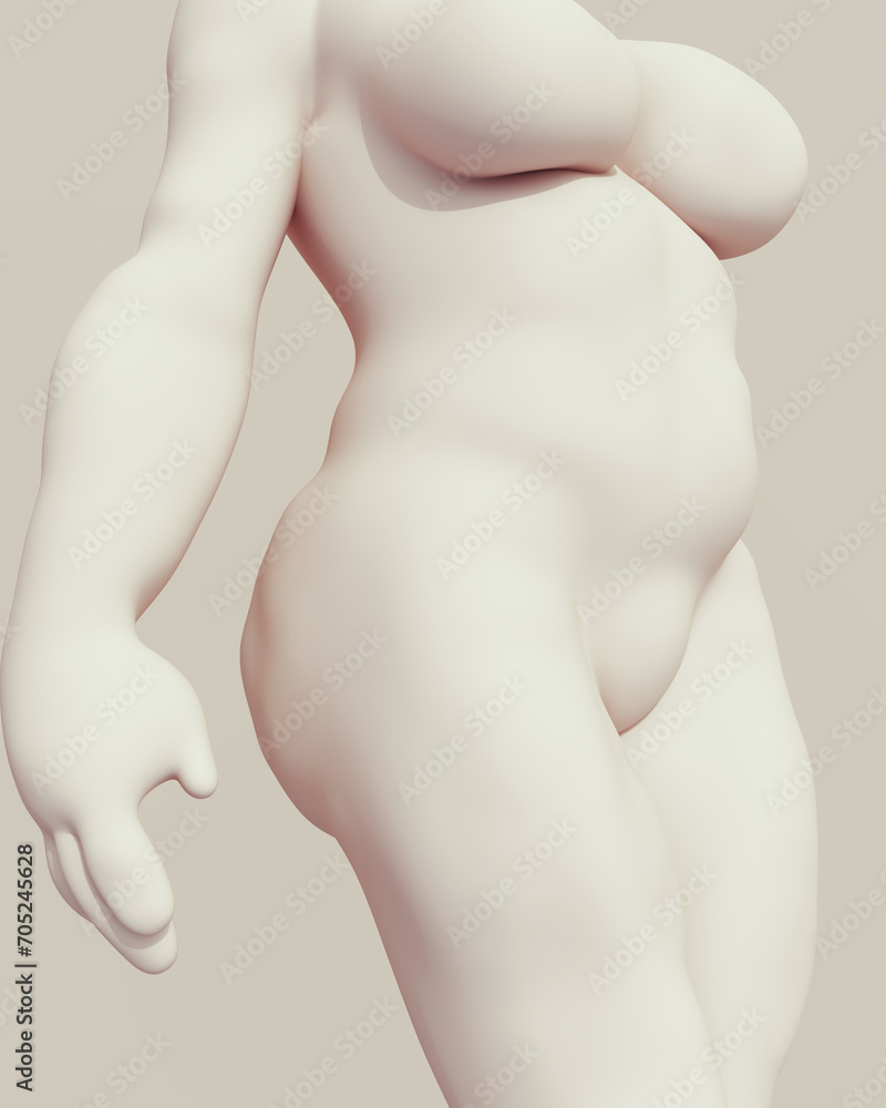 Naklejka premium Beautiful female sculpture shapely elegant figure woman art form 3d illustration render digital rendering