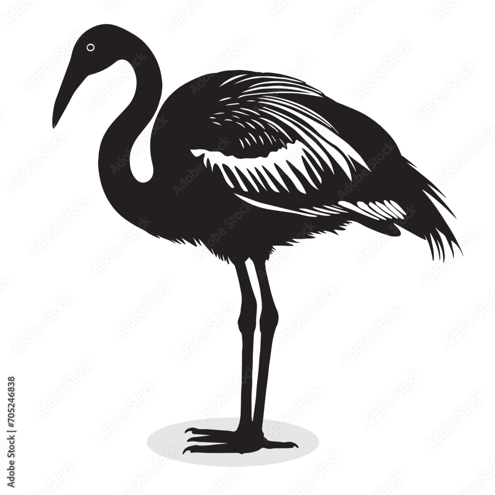 Flamingo silhouettes and icons. Black flat color simple elegant white background Flamingo birds vector and illustration. Flamingo silhouettes and icons. Black flat color simple elegant white background Flamingo birds vector and illustration.