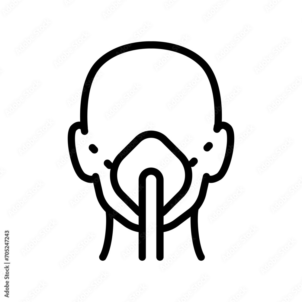 Man in oxygen mask flat line icon. Aerosol breathing lung machine treatment icon Man in oxygen mask flat line icon. Aerosol breathing lung machine treatment icon