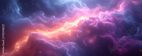 Abstract representation of a space odyssey with cosmic patterns in shades of blue, violet, and magenta, creating an epic and futuristic background