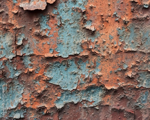 rusty metal texture background. Orange and blue