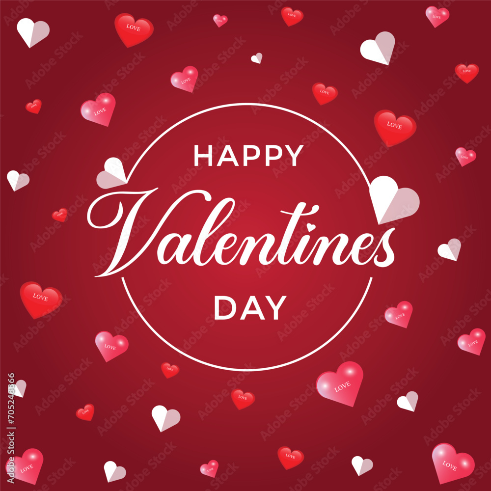 Happy Valentines day typography lettering with heart shapes background design template vector Happy Valentines day typography lettering with heart shapes background design template vector