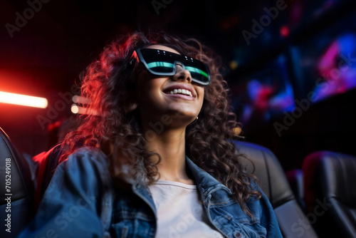 Woman Experiencing Virtual Reality. Generative AI