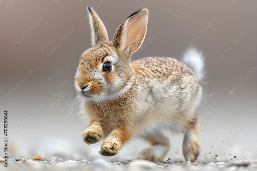 Fototapeta premium a young hare running on the stones
