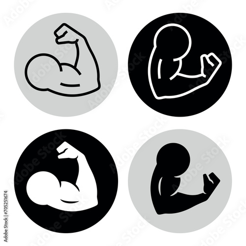 Biceps icon. Symbol of strength, health or bodybuilding. Pictogram of sport, tone or athlete.