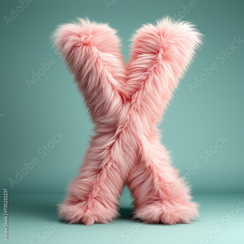 Soft Pink Fur Shaping a Whimsical X created with Generative AI technology