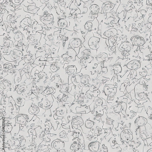 Children s drawing. Abstract seamless pattern. AI generated.