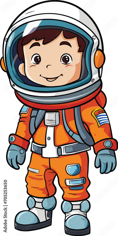 Cute Cartoon astronaut boy illustration in Space Suit Cute Cartoon astronaut boy illustration in Space Suit