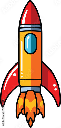 Cartoon rocket isolated on a white background. Vector illustration of a rocket 