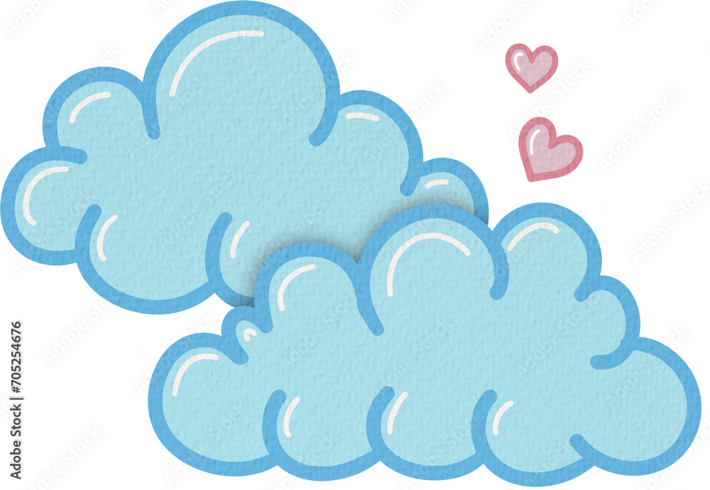 Day cloud of love for Valentines Day illustration in blue and pink Day cloud of love for Valentines Day illustration in blue and pink
