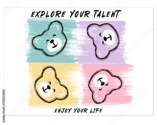 cutie bear hand drawn illustration design vector