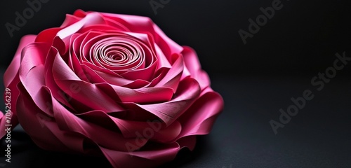 A captivating paper quilled rose in a vibrant shade of electric pink