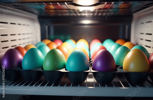 Easter eggs in a fridge