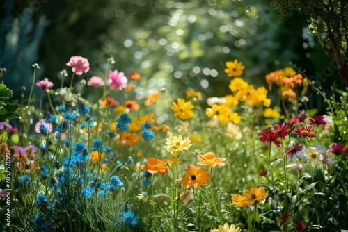 A symphony of flowers blooming in a sunny parkland © Artem