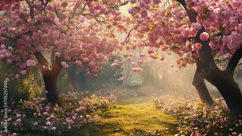 An enchanted garden filled with blossoms in their prime
