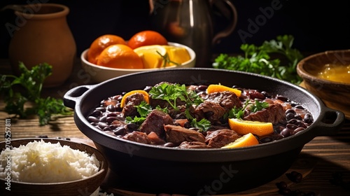 casserole with delicious beans and meat