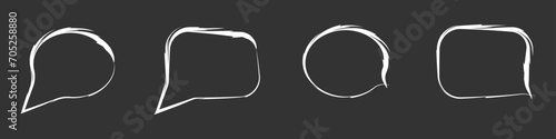 Bubble notification vector set of white grunge icons. Chat icon vector set. Popup message in flat style. The dialogue icon is drawn in chalk. Chat vector symbol.