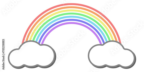 Rainbow vector icon. A rainbow after the rain. A seven-color rainbow is a colorful overflow of colors. Rainbow in flat style. A spectrum of seven primary colors. Vector illustration.