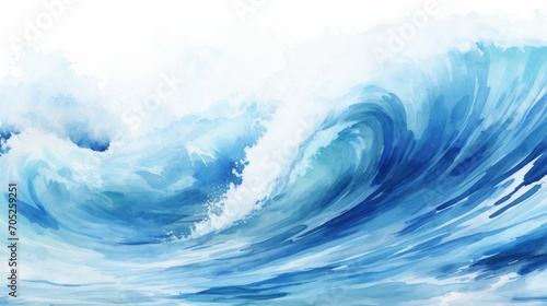 Fresh and Cheerful Summer Concept: Abstract Watercolor Big Wave for Textures AI Generated