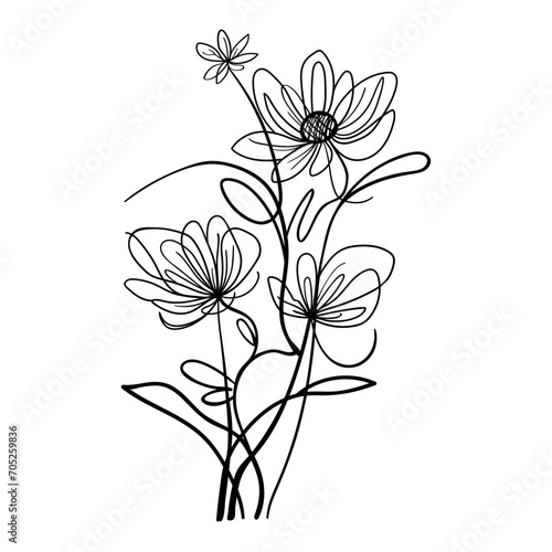 beautiful monochrome, black and white daisy flower isolated. for greeting card and invitations of the  birthday, mother's day  holiday