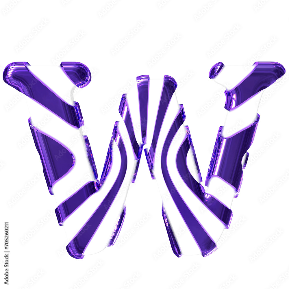 White symbol with dark purple thin straps. letter w White symbol with dark purple thin straps. letter w