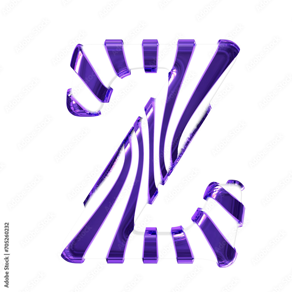 White symbol with dark purple thin straps. letter z White symbol with dark purple thin straps. letter z