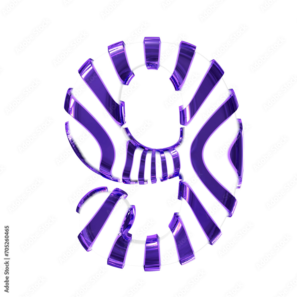 White symbol with dark purple thin straps. number 9 White symbol with dark purple thin straps. number 9
