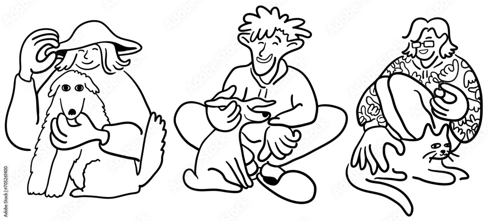 cartoon people doodle style. set of men and women in different poses.print advertising poster template.people in lines cartoon people doodle style. set of men and women in different poses.print advertising poster template.people in lines