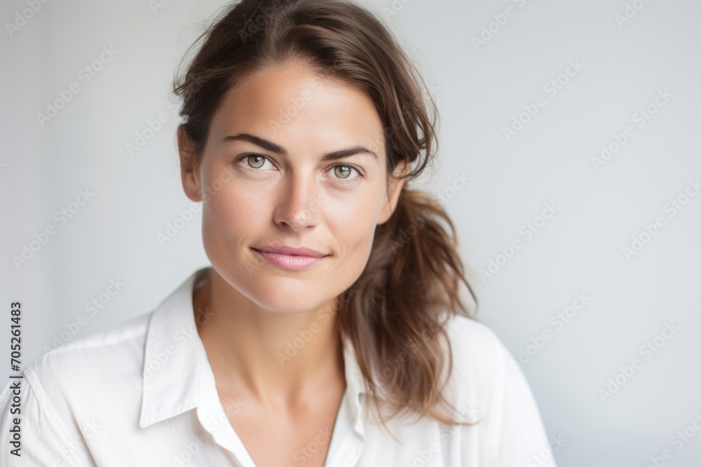 Portrait of a beautiful young business woman in a white shirt. Portrait of a beautiful young business woman in a white shirt.
